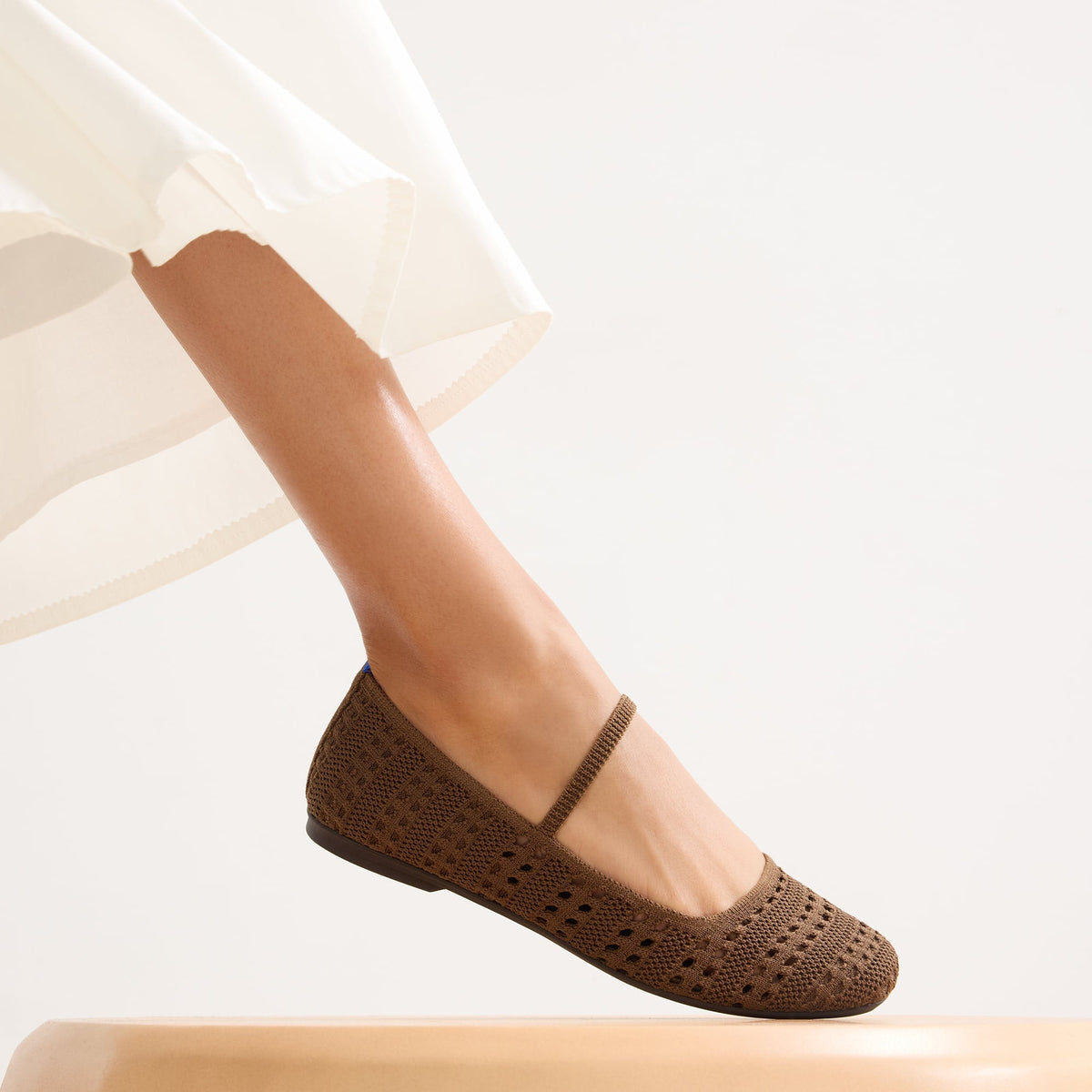 Rothys The Max Square Mary Jane in Cinnamon Crochet