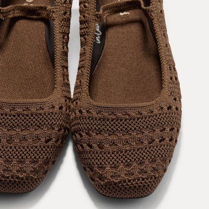 Rothys The Max Square Mary Jane in Cinnamon Crochet