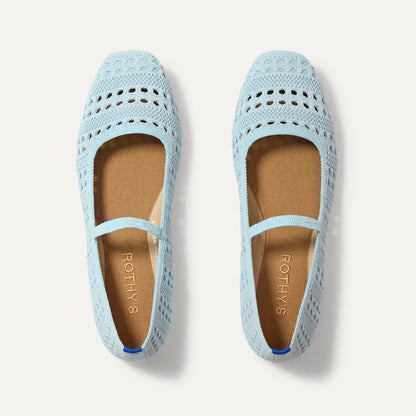 Rothys The Max Square Mary Jane in Powder Blue Crochet