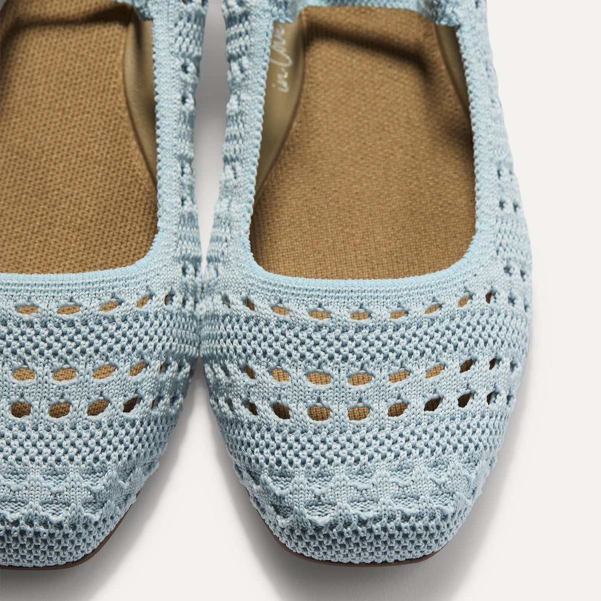 Rothys The Max Square Mary Jane in Powder Blue Crochet