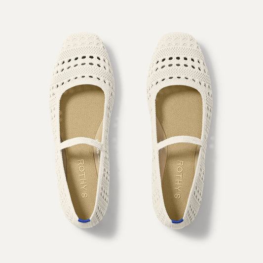Rothys The Max Square Mary Jane in Sandy Crochet