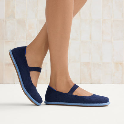 Rothys Women's ReVelvet™ Cruiser Mary Jane in ReVelvet™ Navy