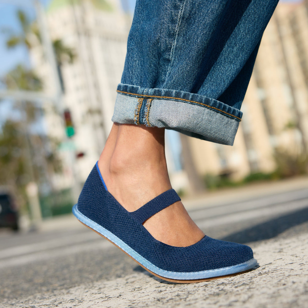 Rothys Women's ReVelvet™ Cruiser Mary Jane in ReVelvet™ Navy