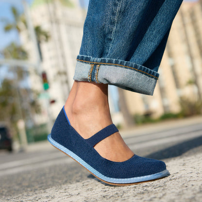 Rothys Women's ReVelvet™ Cruiser Mary Jane in ReVelvet™ Navy