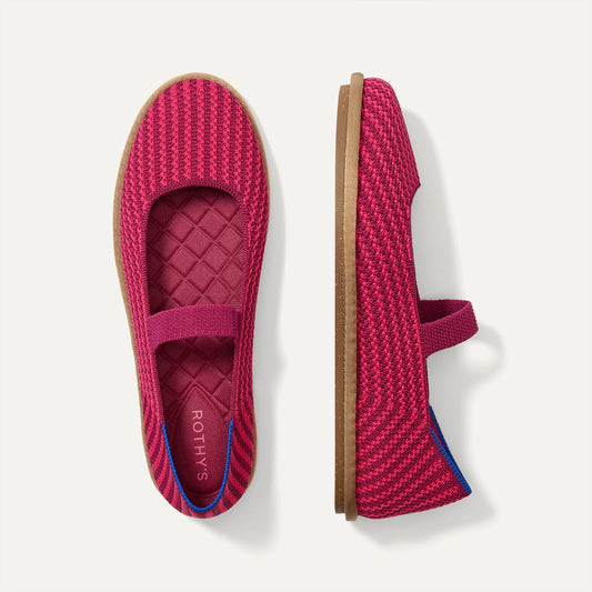 Rothys Women's Cruiser Mary Jane in Raspberry Stripe