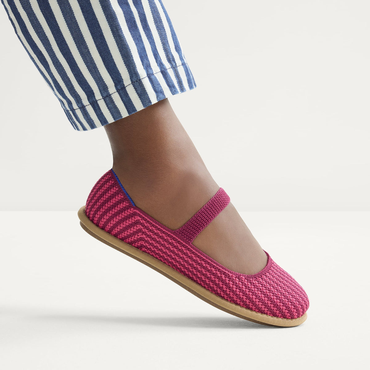 Rothys Women's Cruiser Mary Jane in Raspberry Stripe