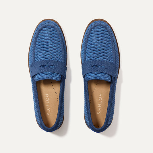 Rothys The Penny Loafer in Blue Raffia-Knit for Women