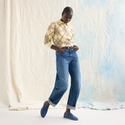 Rothys The Penny Loafer in Blue Raffia-Knit for Women
