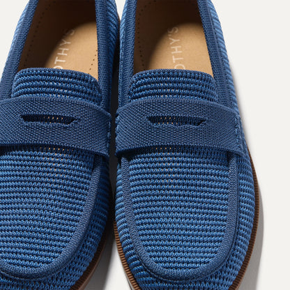 Rothys The Penny Loafer in Blue Raffia-Knit for Women
