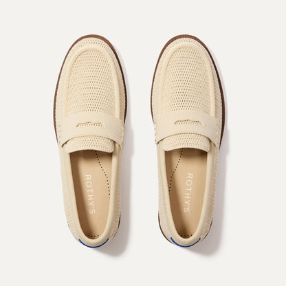 Rothys The Penny Loafer in Conch Raffia-Knit for Women