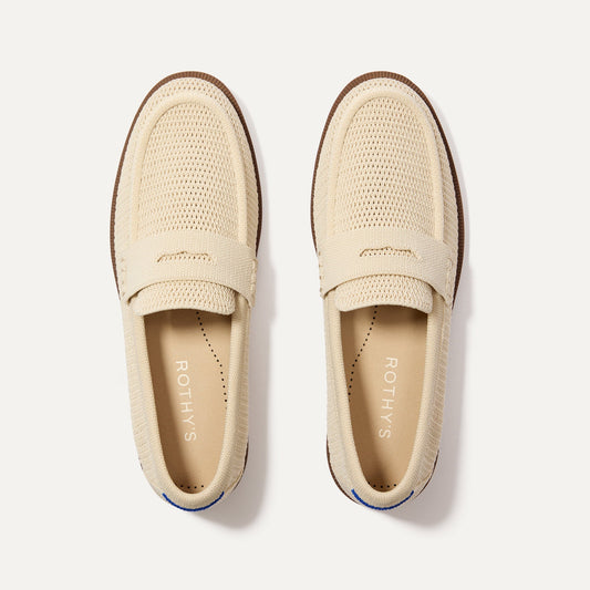 Rothys The Penny Loafer in Conch Raffia-Knit for Women