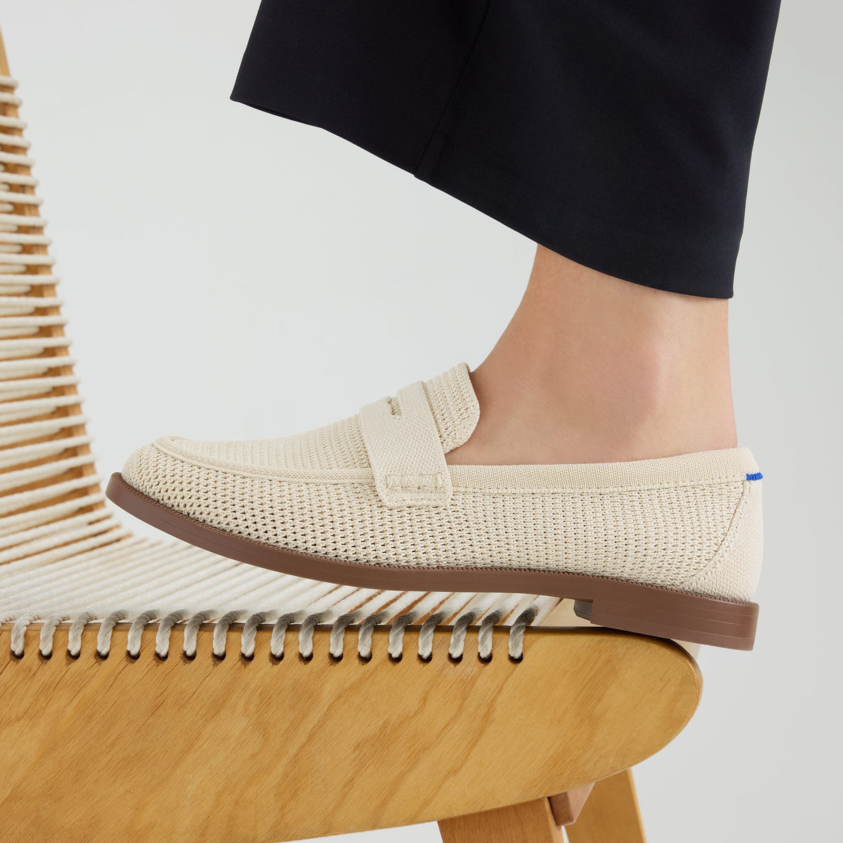 Rothys The Penny Loafer in Conch Raffia-Knit for Women
