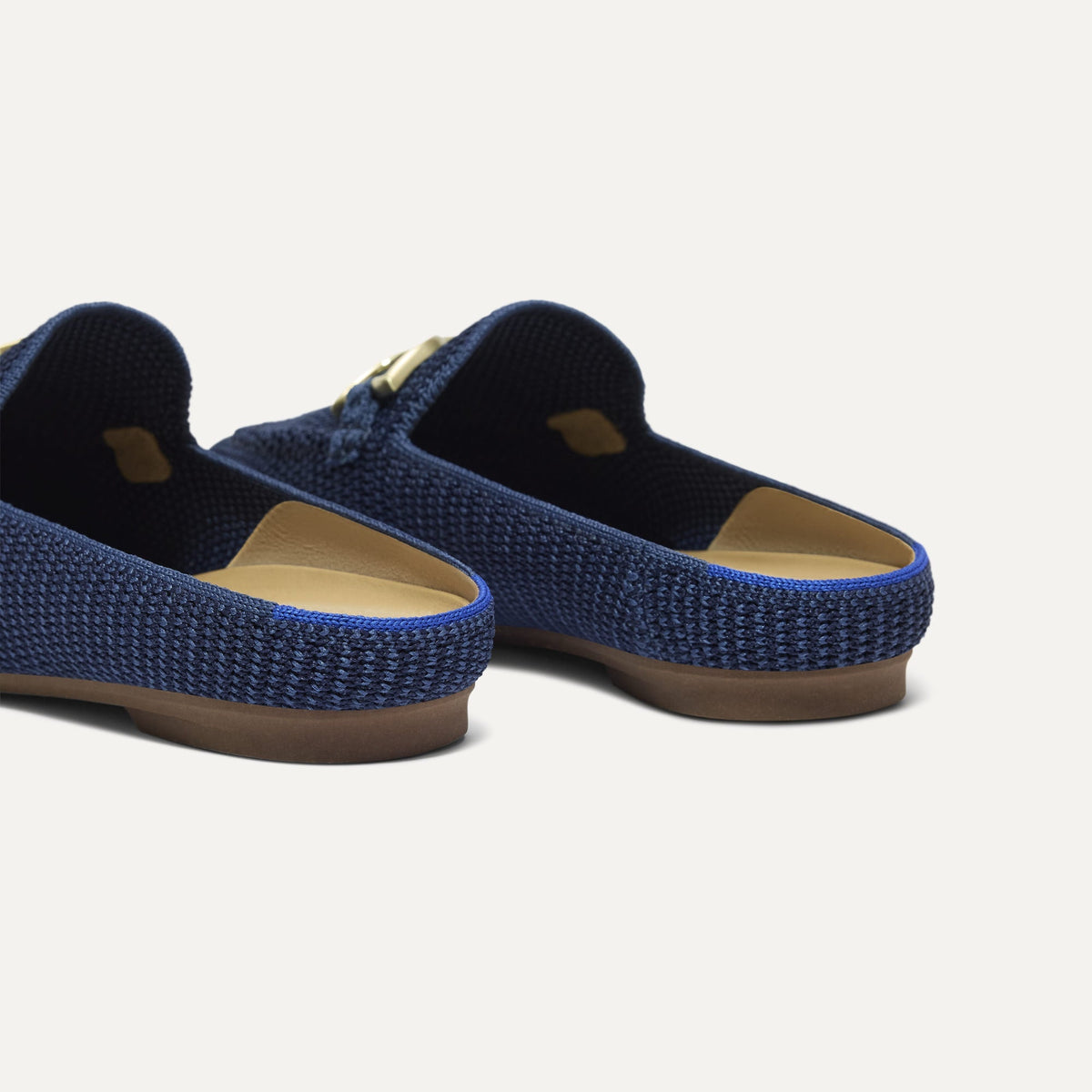 Rothys The Double Bit Loafer Mule in Blue Raffia-Knit