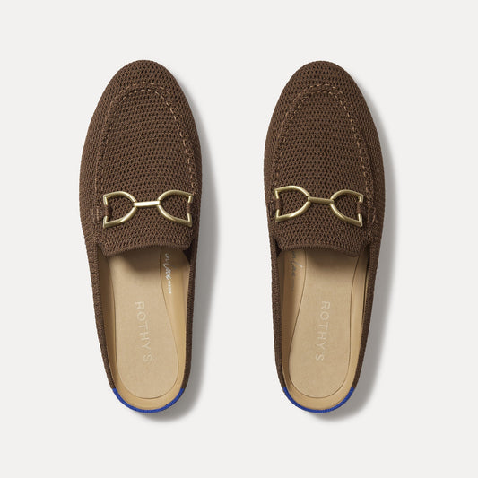 Rothys The Double Bit Loafer Mule in Cinnamon Raffia-Knit
