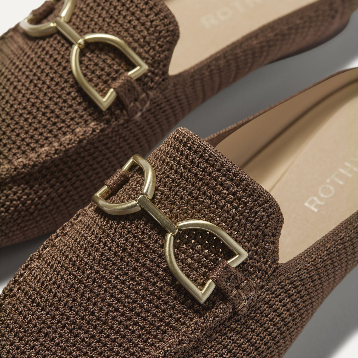 Rothys The Double Bit Loafer Mule in Cinnamon Raffia-Knit