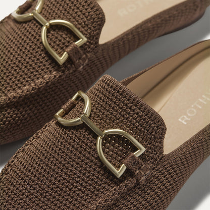 Rothys The Double Bit Loafer Mule in Cinnamon Raffia-Knit