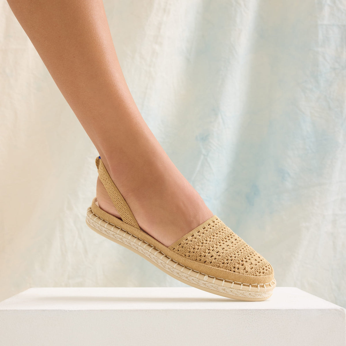 Rothys The D'Orsay Espadrille in Camel Crochet