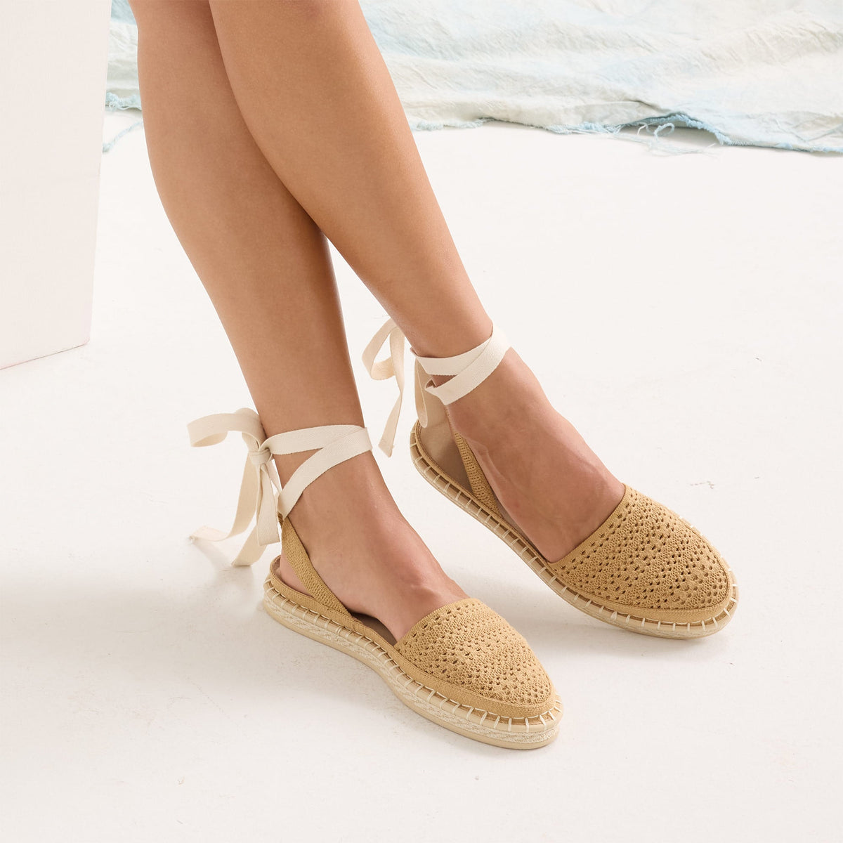 Rothys The D'Orsay Espadrille in Camel Crochet