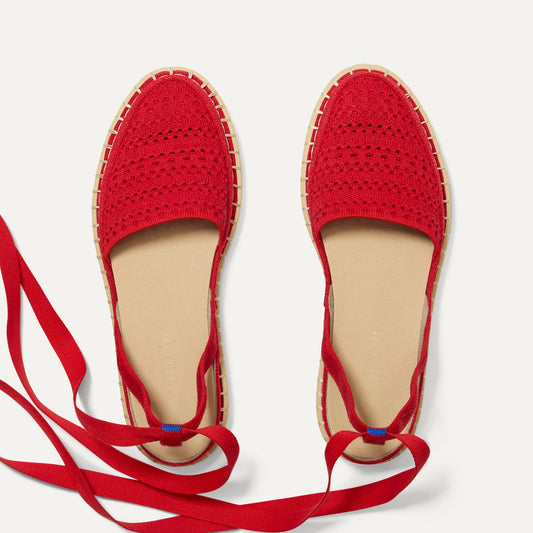 Rothys The D'Orsay Espadrille in Bright Red Crochet