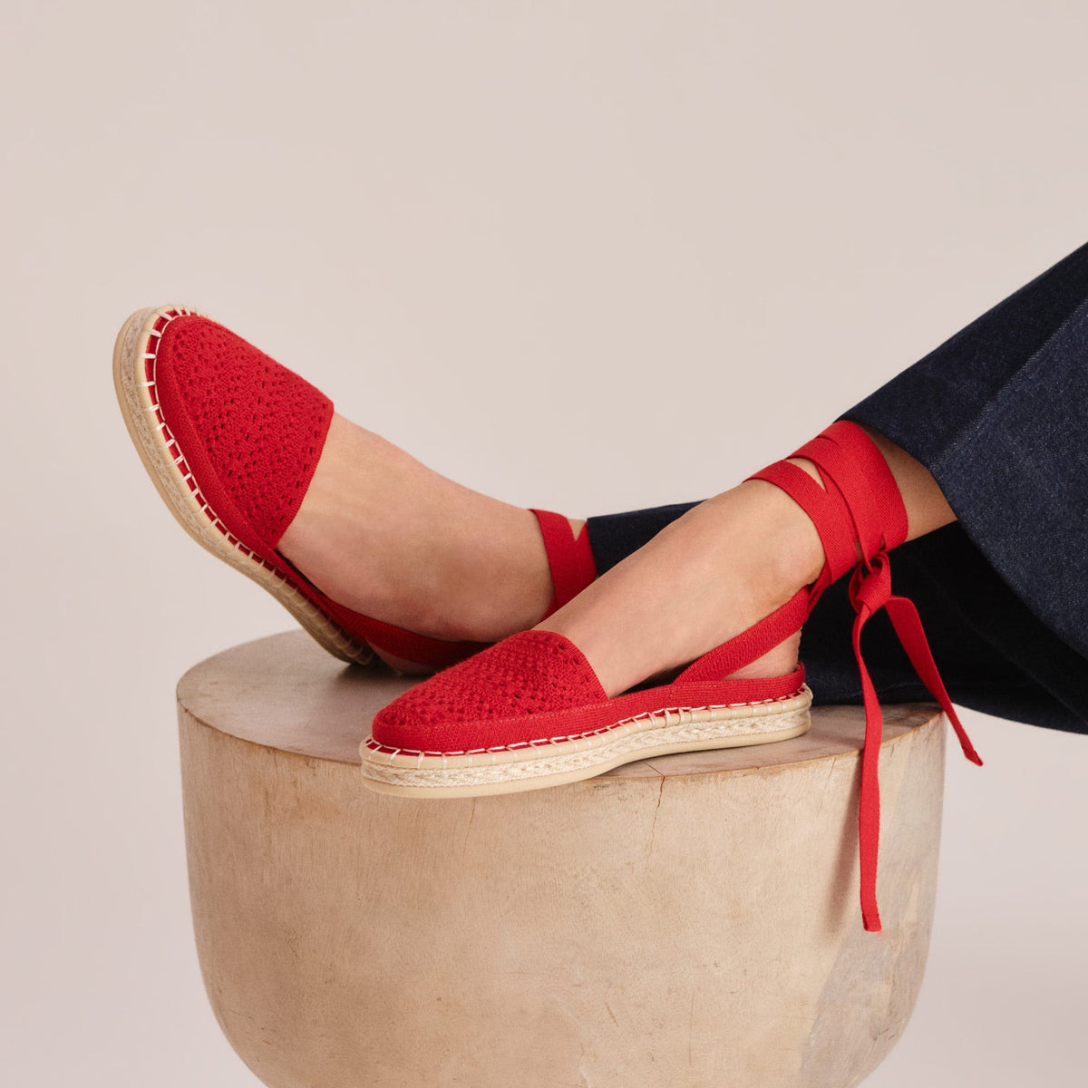Rothys The D'Orsay Espadrille in Bright Red Crochet