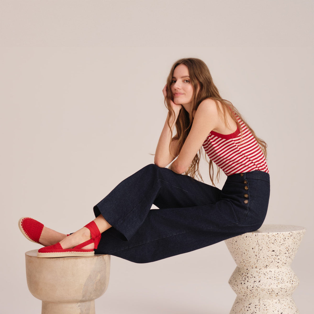 Rothys The D'Orsay Espadrille in Bright Red Crochet