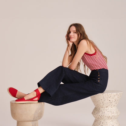 Rothys The D'Orsay Espadrille in Bright Red Crochet
