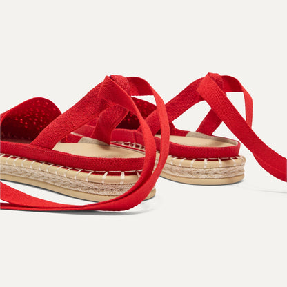 Rothys The D'Orsay Espadrille in Bright Red Crochet