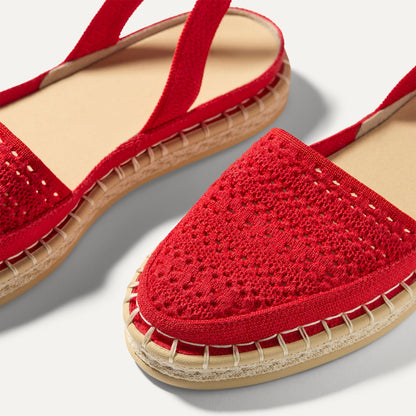 Rothys The D'Orsay Espadrille in Bright Red Crochet