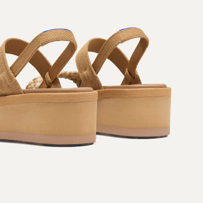 Rothys Women's Ankle Strap Platform Sandal in Beach Sand Woven