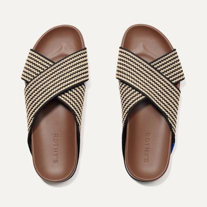 Rothys The Weekend Slide in Toffee Stripe