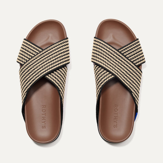 Rothys The Weekend Slide in Toffee Stripe