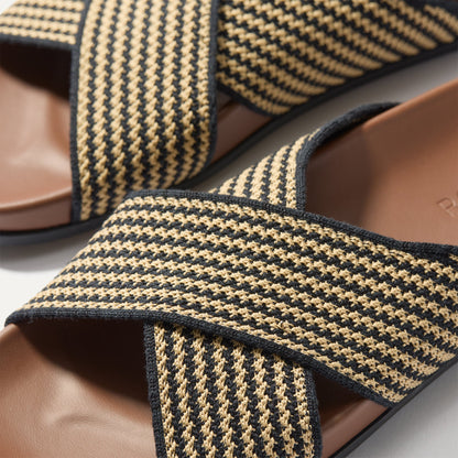 Rothys The Weekend Slide in Toffee Stripe