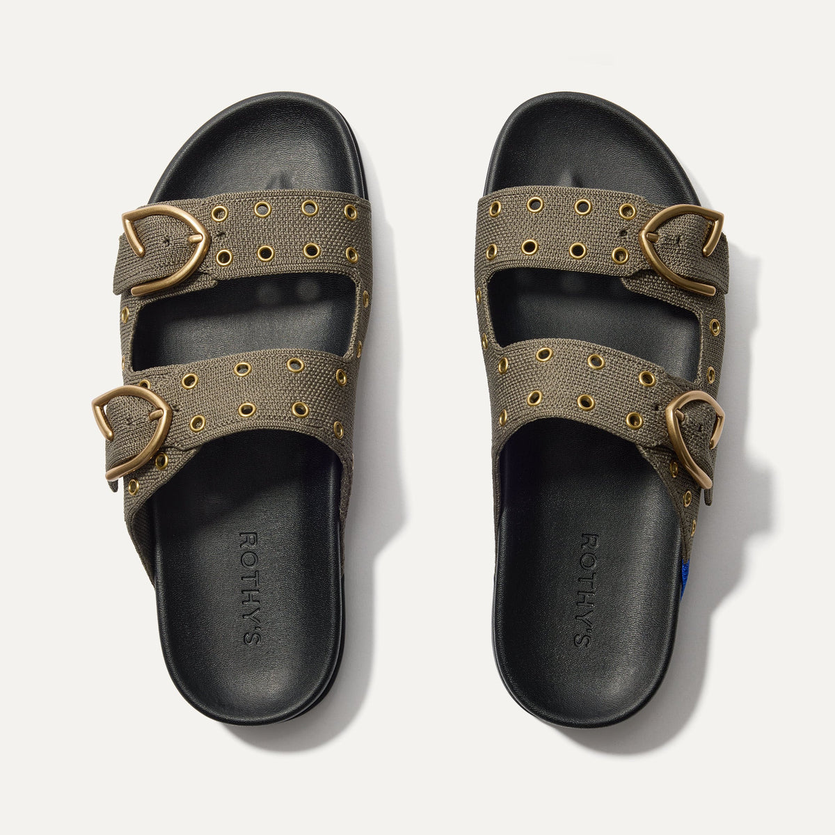 Rothys The Buckle Slide in Eyelet Safari