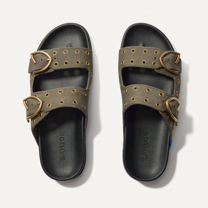 Rothys The Buckle Slide in Eyelet Safari