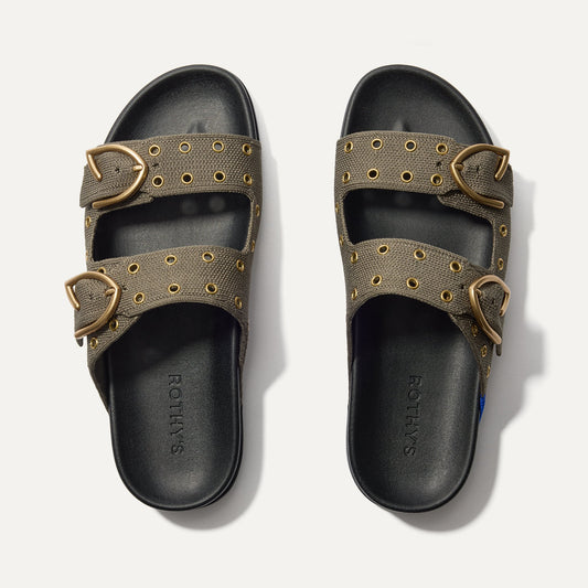 Rothys The Buckle Slide in Eyelet Safari