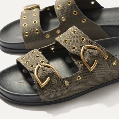 Rothys The Buckle Slide in Eyelet Safari