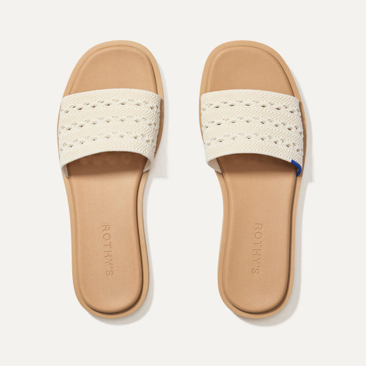 Rothys The Slide Sandal in Sandy Crochet