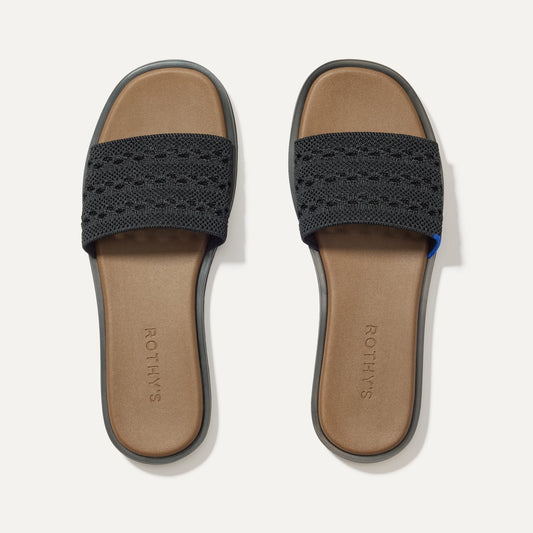 Rothys The Slide Sandal in Black Crochet