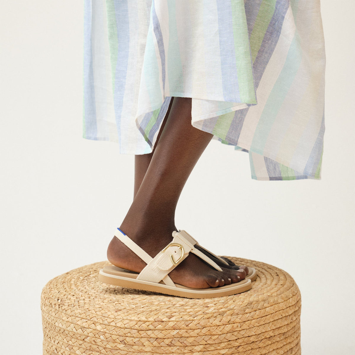 Rothys The T-Strap Sandal in Cream Puff