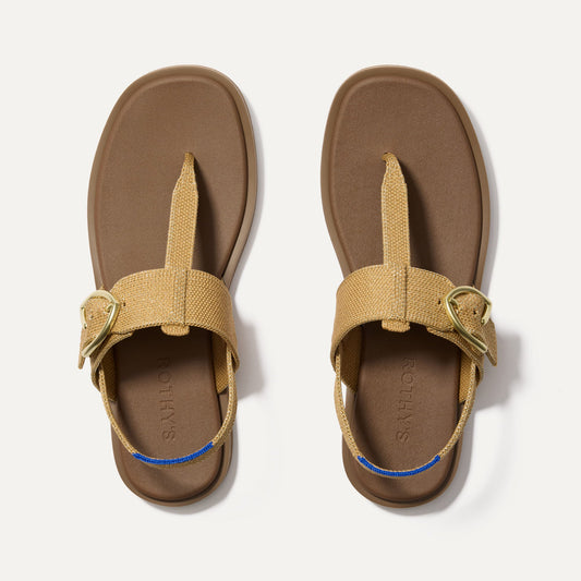 Rothys The T-Strap Sandal in Metallic Golden Sun