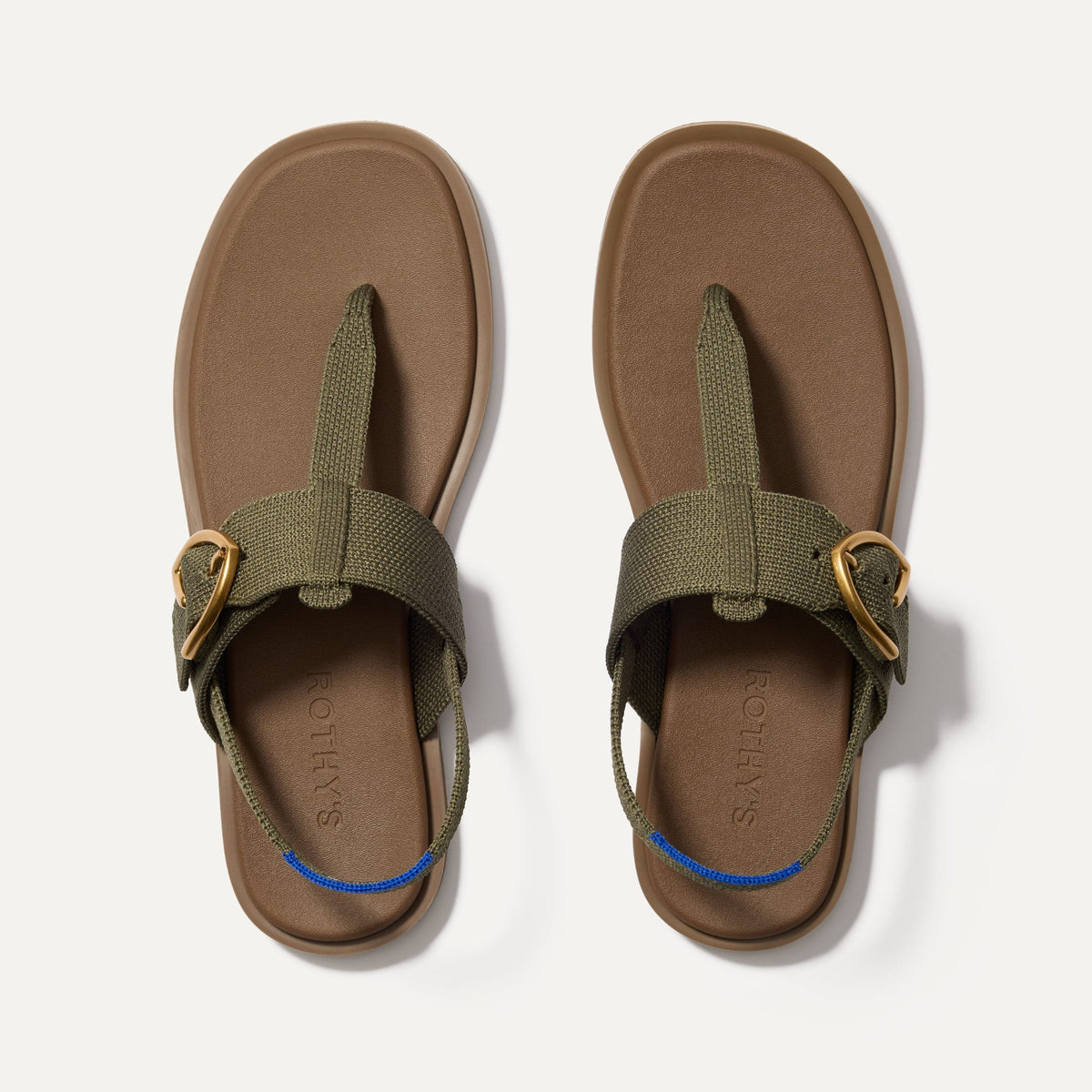 Rothys The T-Strap Sandal in Safari Green