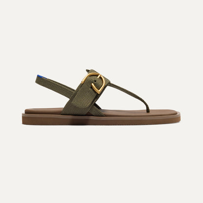 Rothys The T-Strap Sandal in Safari Green