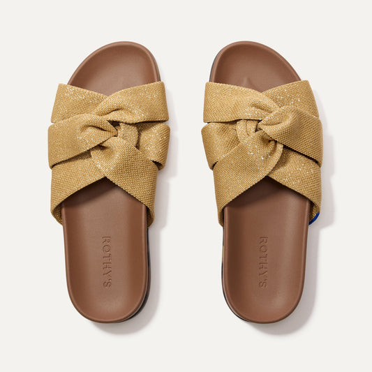 Rothys The Twist Slide in Metallic Golden Sun