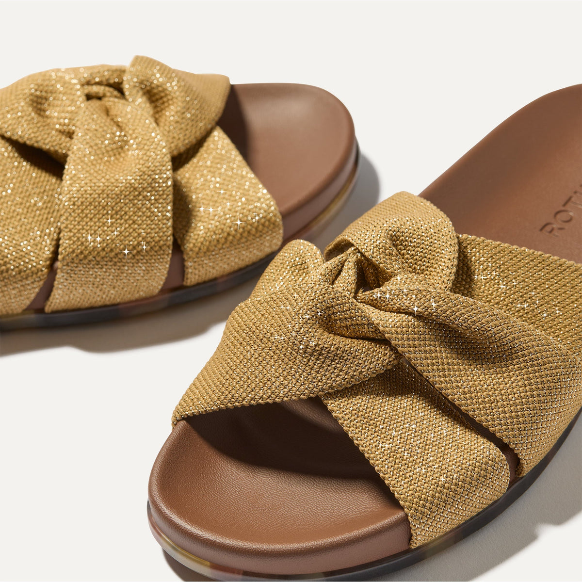 Rothys The Twist Slide in Metallic Golden Sun