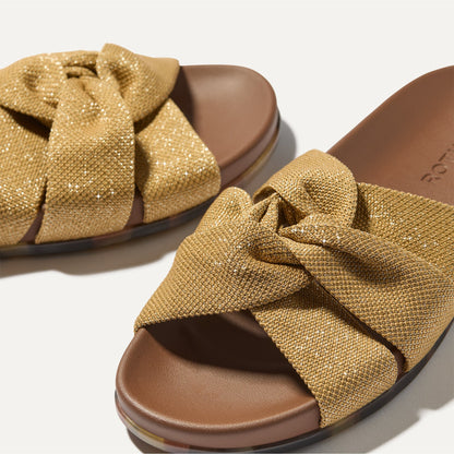 Rothys The Twist Slide in Metallic Golden Sun