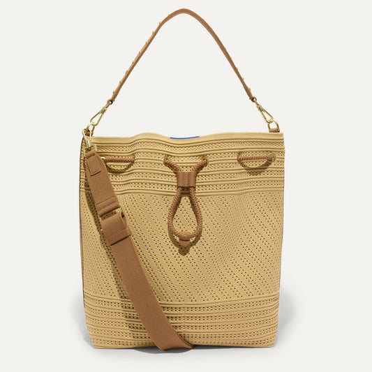 Rothys The Cinch Bucket Bag in Brown Butter Crochet