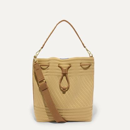 Rothys The Cinch Bucket Bag in Brown Butter Crochet