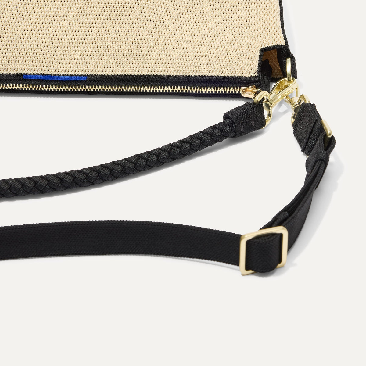 Rothys The Daily Crossbody in Black and White Raffia-Knit