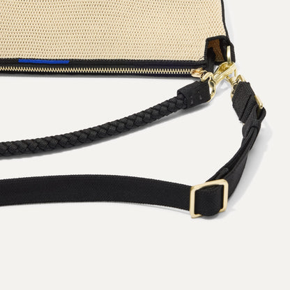 Rothys The Daily Crossbody in Black and White Raffia-Knit