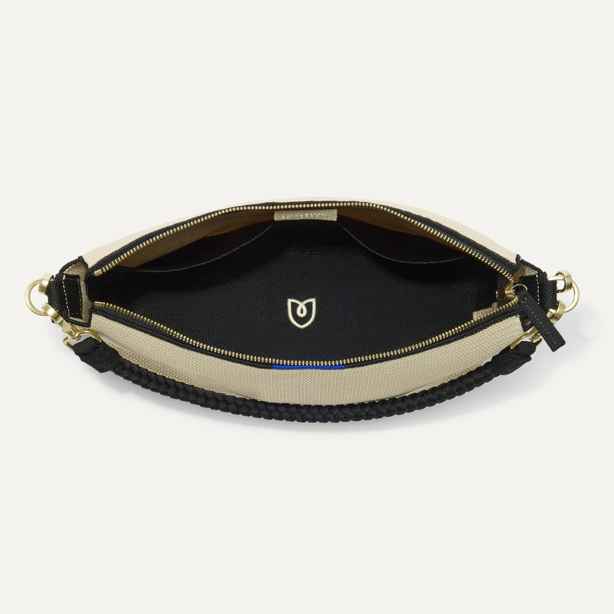 Rothys The Daily Crossbody in Black and White Raffia-Knit